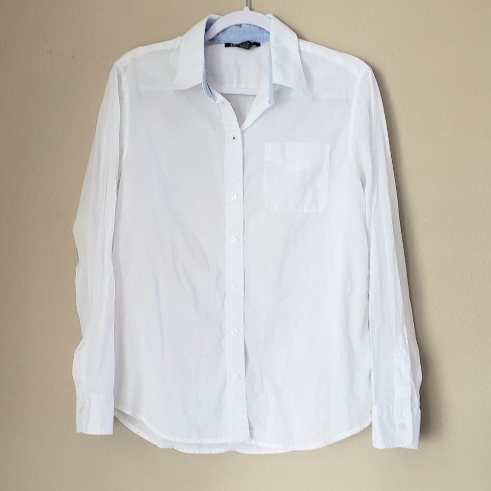 Lucky Brand White Button Up Dress Shirt Size M